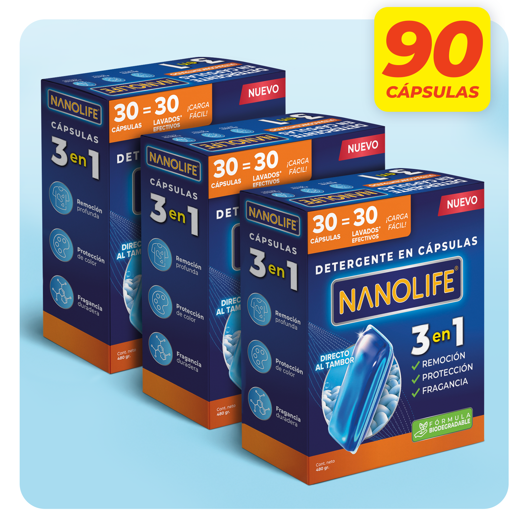 PACK Detergente en Cápsulas Ultraconcentrado - 90 lavados