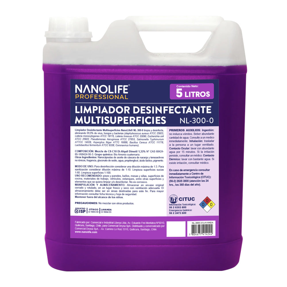 LIMPIADOR DESINFECTANTE MULTISUPERFICIES 5L