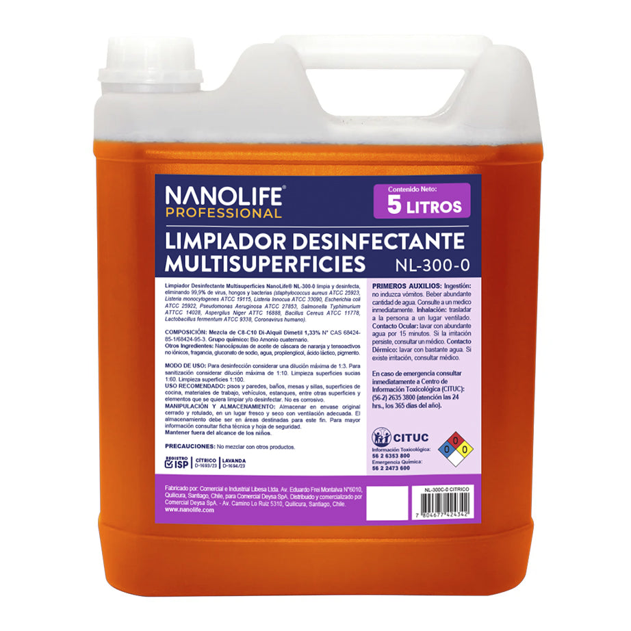LIMPIADOR DESINFECTANTE MULTISUPERFICIES 5L