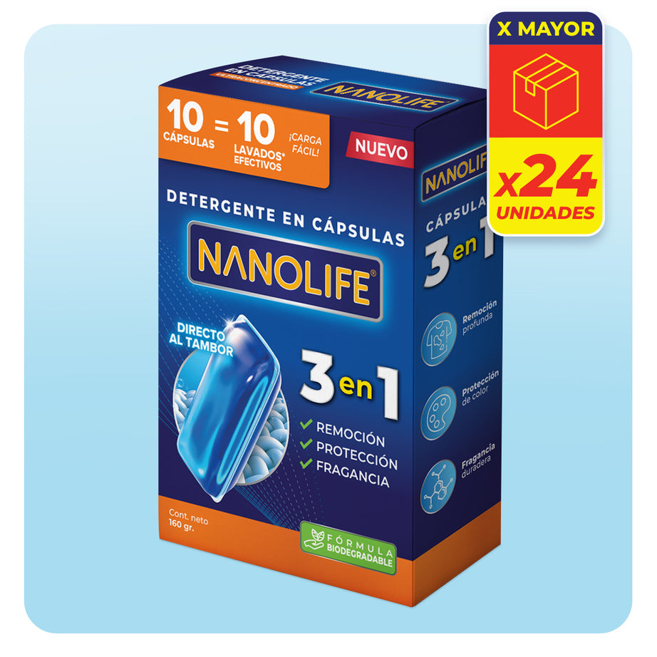 Detergente en Cápsulas Ultraconcentrado - 10 lavados - 24u x 160gr Caja Por Mayor