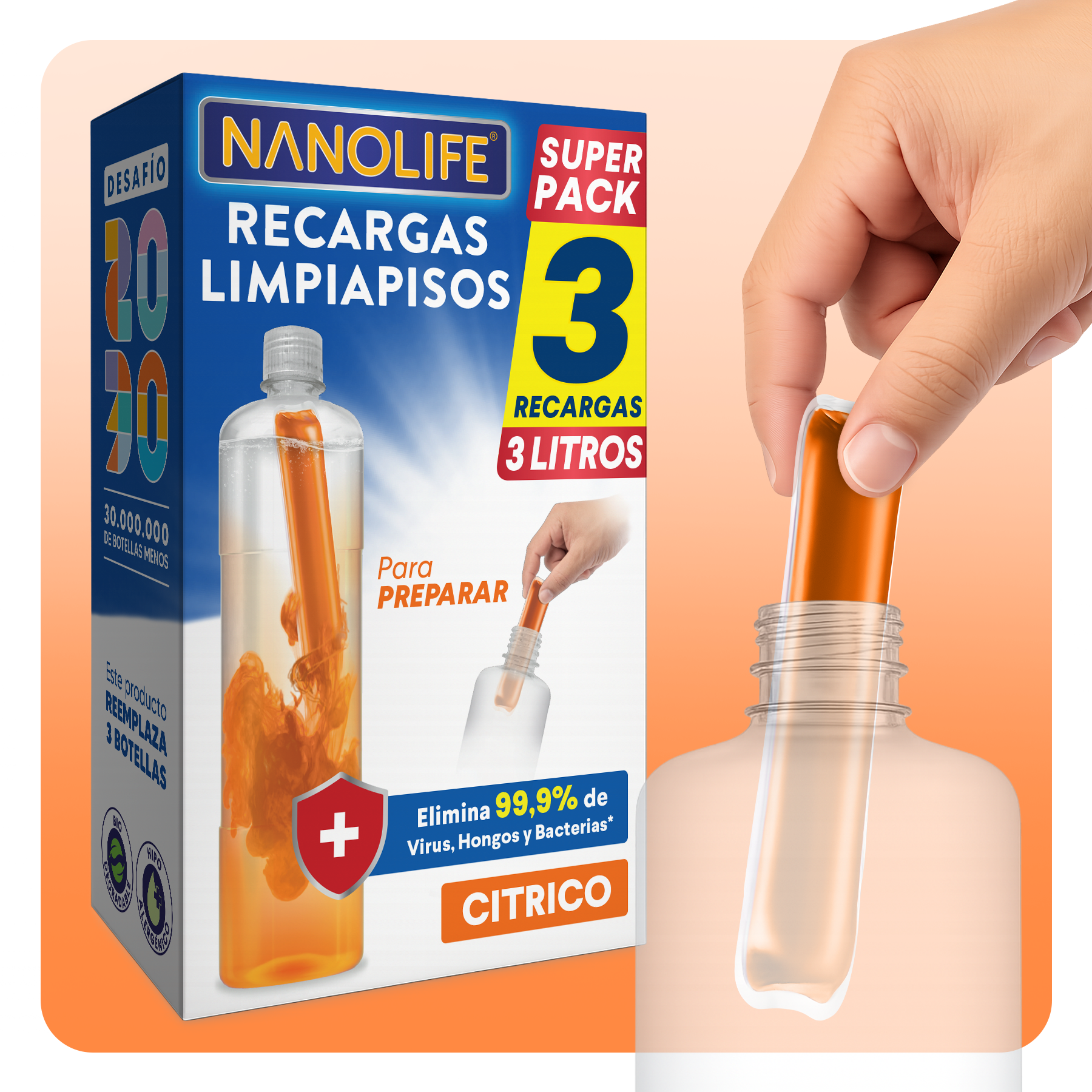 Limpiapisos Desinfectante - 3 Recargas